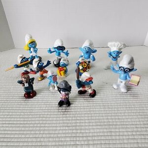 13 Smurf Lot Vintage 2"-3.5" Gargamel Vexy Smurfette Vainy  Schienich Peyo 1980s